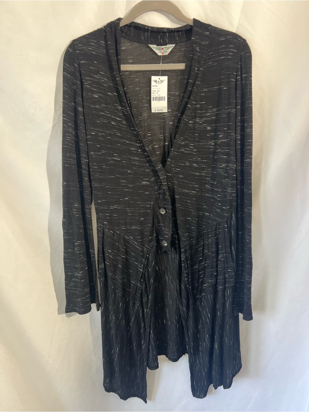 NWT Womens HARD TAIL Black Heathered* Fairy Duster Cardigan
